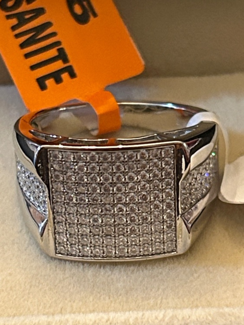 4.00CTW 💎 Moissanite 925 Sterling Silver Men's Pavé Square Signet Ring
